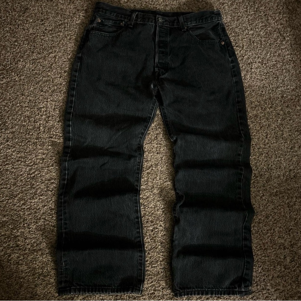Black Relaxed Straight Mid Rise Levi’s 501 Denim